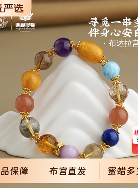 布达拉宫蜜蜡多宝手串水晶琥珀南红原创设计单圈手链高级感男女款