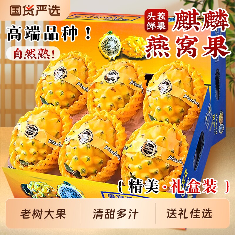 海南麒麟燕窝果5斤礼盒当季新鲜黄皮白心火龙果热带特产水果整箱