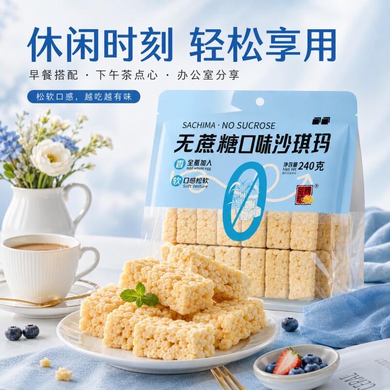 无蔗糖精益珍沙琪玛零食软糯传统早餐办公室拉丝糕点小吃健康芝麻