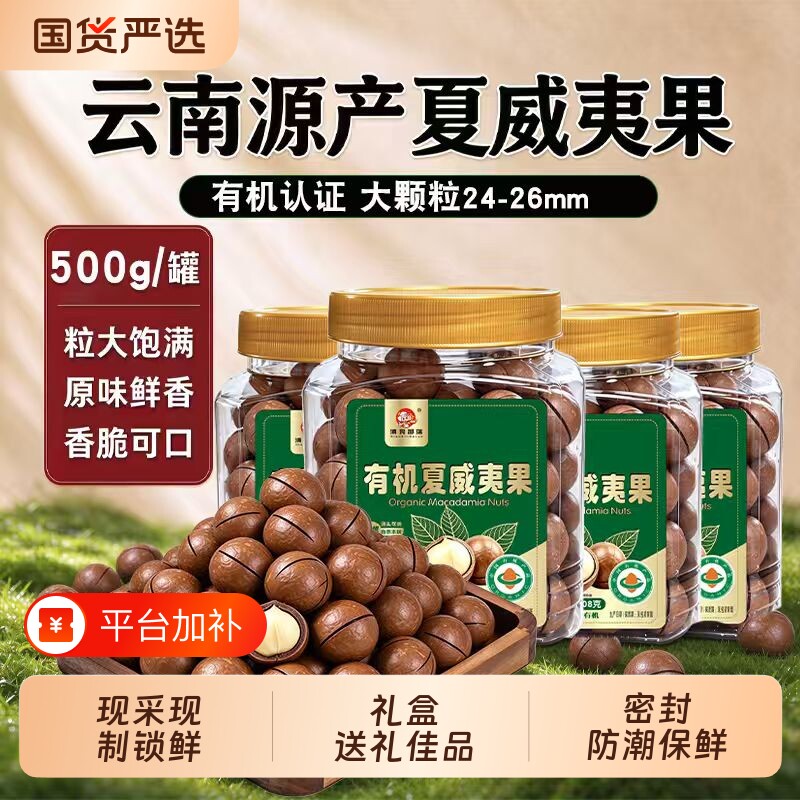 有机认证夏威夷果坚果2026年新货508g原味零食休闲健康干果仁