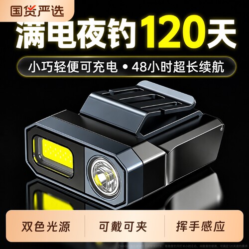 微笑鲨钓鱼头灯感应帽夹灯