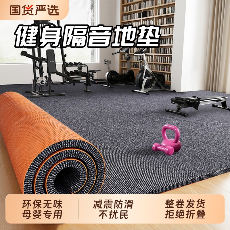 健身房地垫隔音减震专业防震运动加厚家用大面积全铺防滑地毯卧室