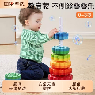 叠叠乐转转乐彩虹转转塔婴儿6个月套圈圈1岁宝宝蒙氏早教益智玩具