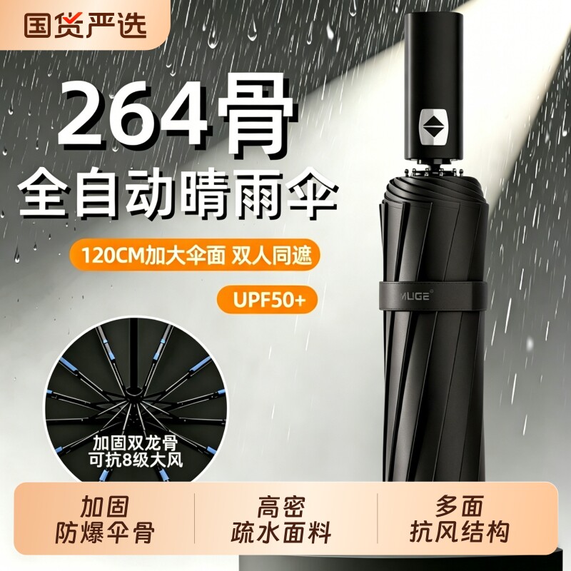 2026雨伞加大加厚加固晴雨两用折叠男女学生上学专用自动超大遮阳