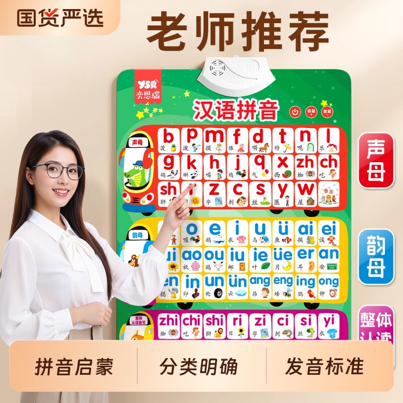 汉语拼音字母表墙贴儿童早教有声挂图宝宝识字幼儿园启蒙认知挂画