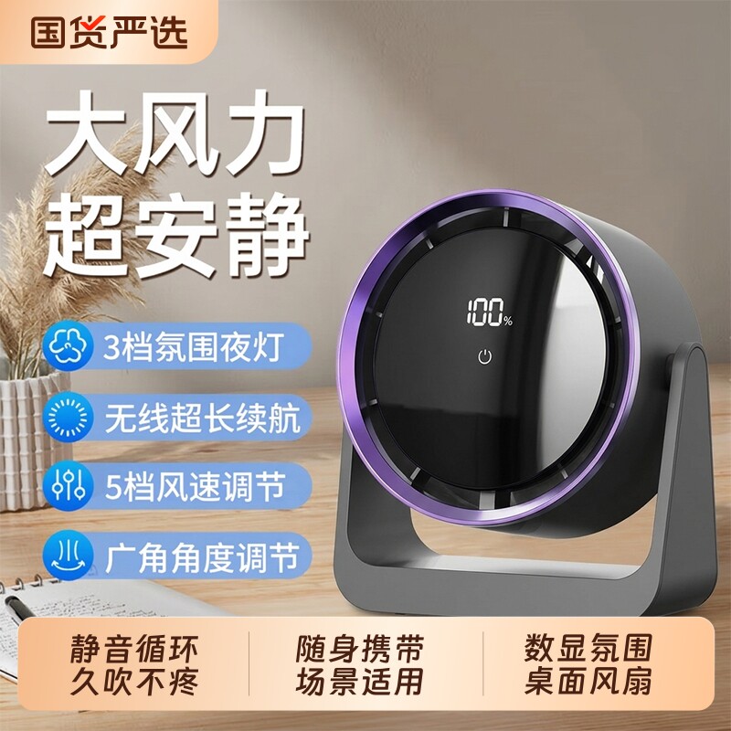 2026新款小型办公室桌面台式静音电风扇家用壁挂厨房降温神器挂壁