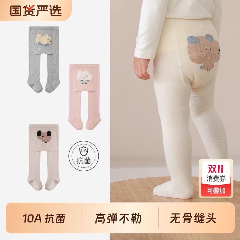 宝宝打底裤秋冬季卡通大PP婴幼儿打底袜秋冬高弹不勒新生儿连裤袜