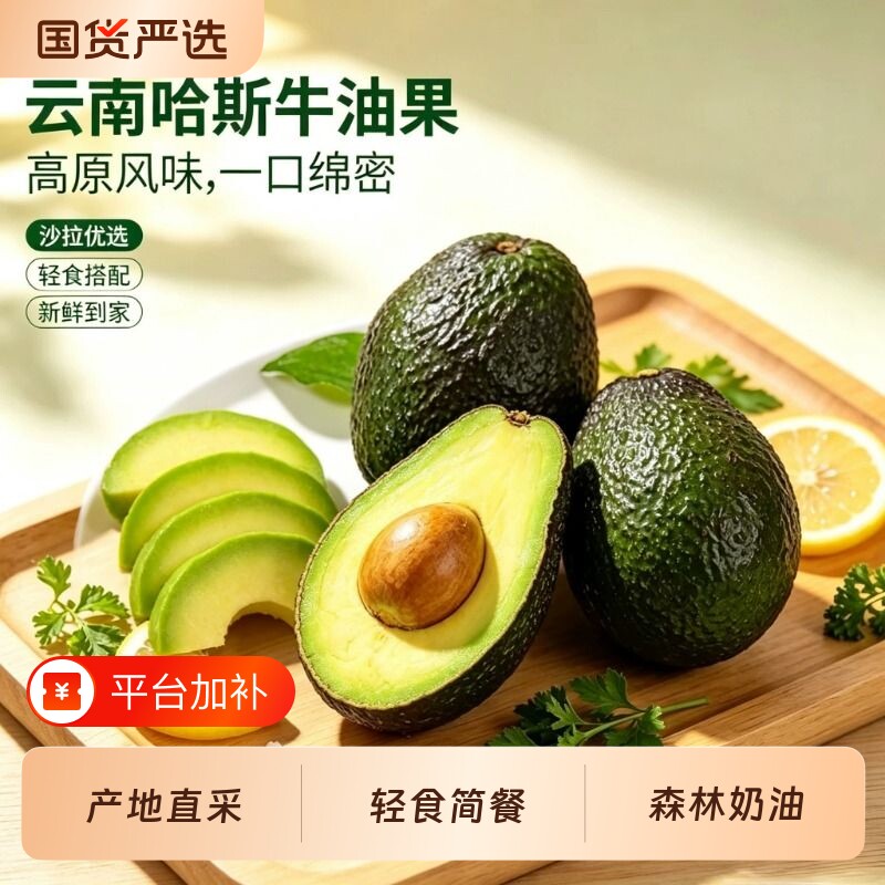 正宗云南牛油果哈斯普洱国产牛油果新鲜酪梨鳄梨孕妈宝宝辅食轻食