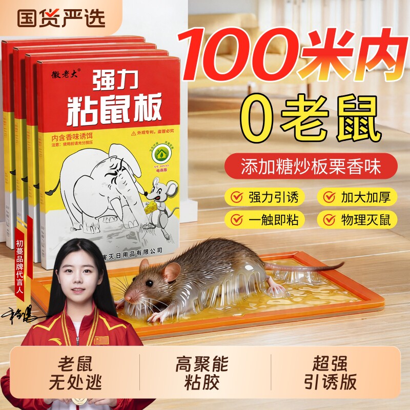 老鼠粘强力粘鼠板胶抓大老鼠贴家用灭捕鼠神器非药夹扑捉器黏鼠板