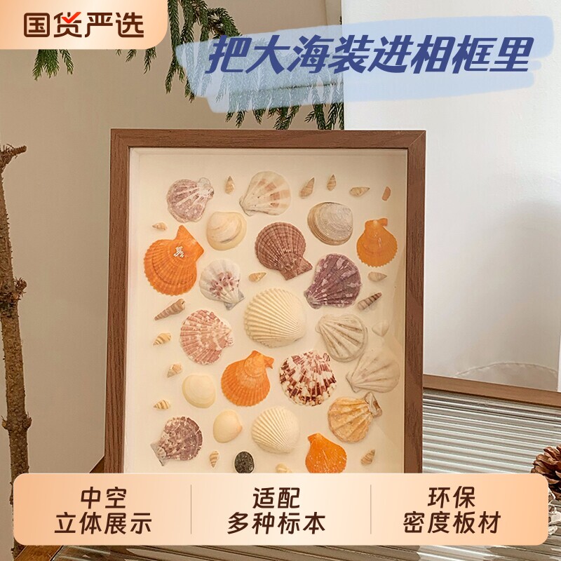 海边贝壳海螺diy标本框自制手工礼物纪念画框中空简约相框立体