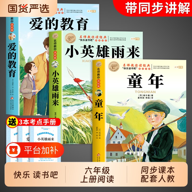 六年级上册快乐读书吧童年爱的教育和小英雄雨来必读正版的课外书原著完整版六上小学生6年级阅读书籍人教版书目下册作文课本漂流