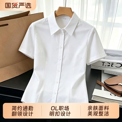 职业短袖白衬衫女薄款面试工作服
