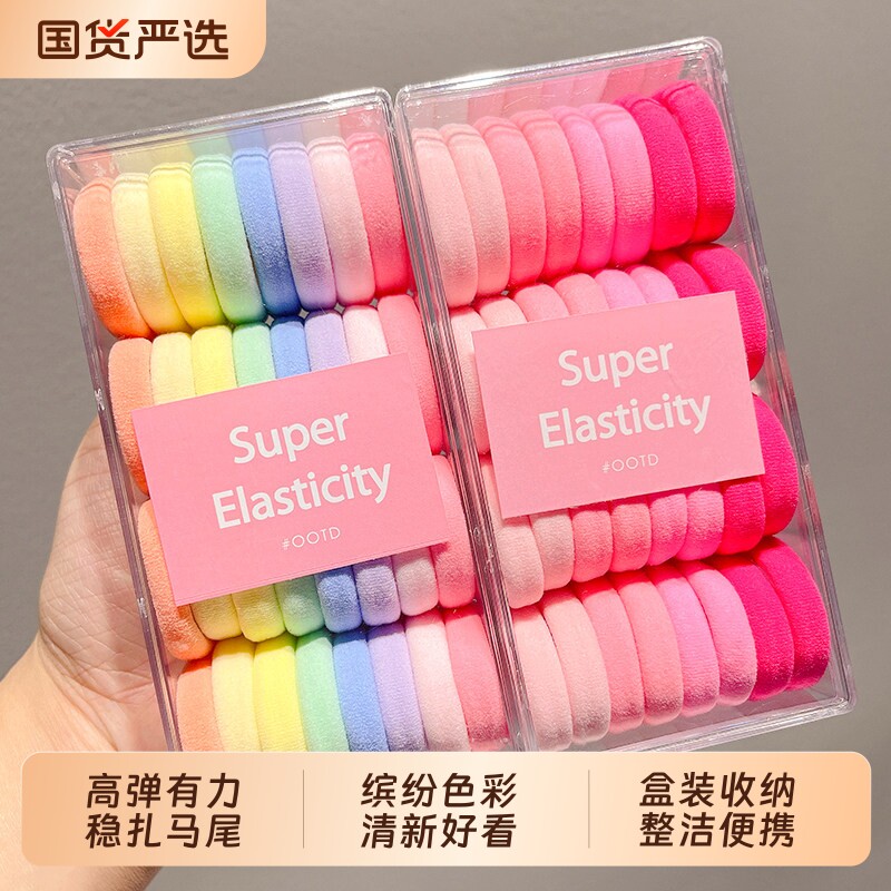 儿童彩色发圈不伤发高马尾发绳图片