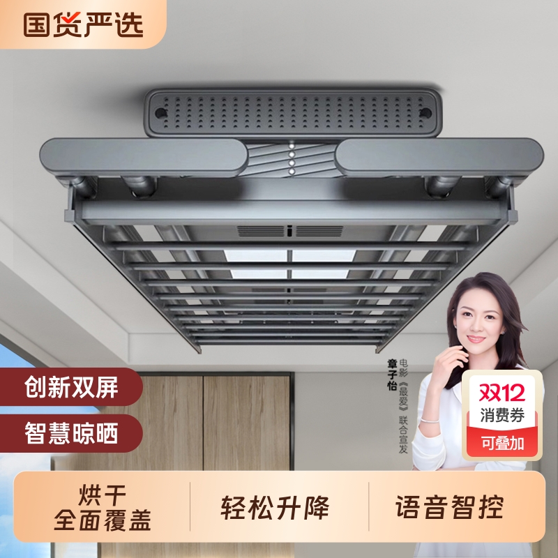 电动晾衣架阳台家用遥控升降晒衣架智能自动烘干凉衣架伸缩晾衣杆