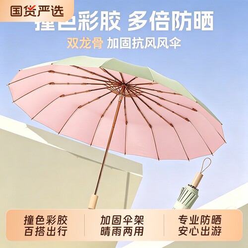 【破损包赔】撞色彩胶晴雨伞