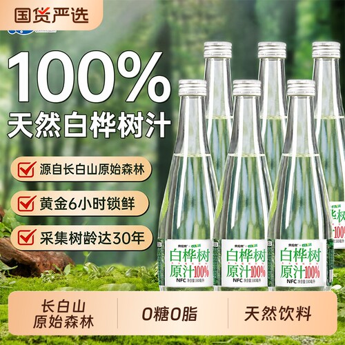 泉阳泉长白山纯天然白桦树汁水原液100%原汁天然饮料饮品玻璃瓶