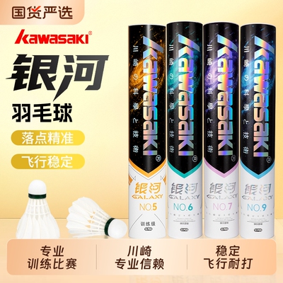 川崎银河羽毛球正品专业训练飞行稳定耐打王6/12只比赛用球硬球头