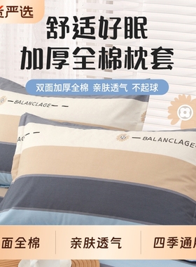 2025新款纯棉枕套一对装100全棉网红枕头套单个48cmx74cm乳胶整套