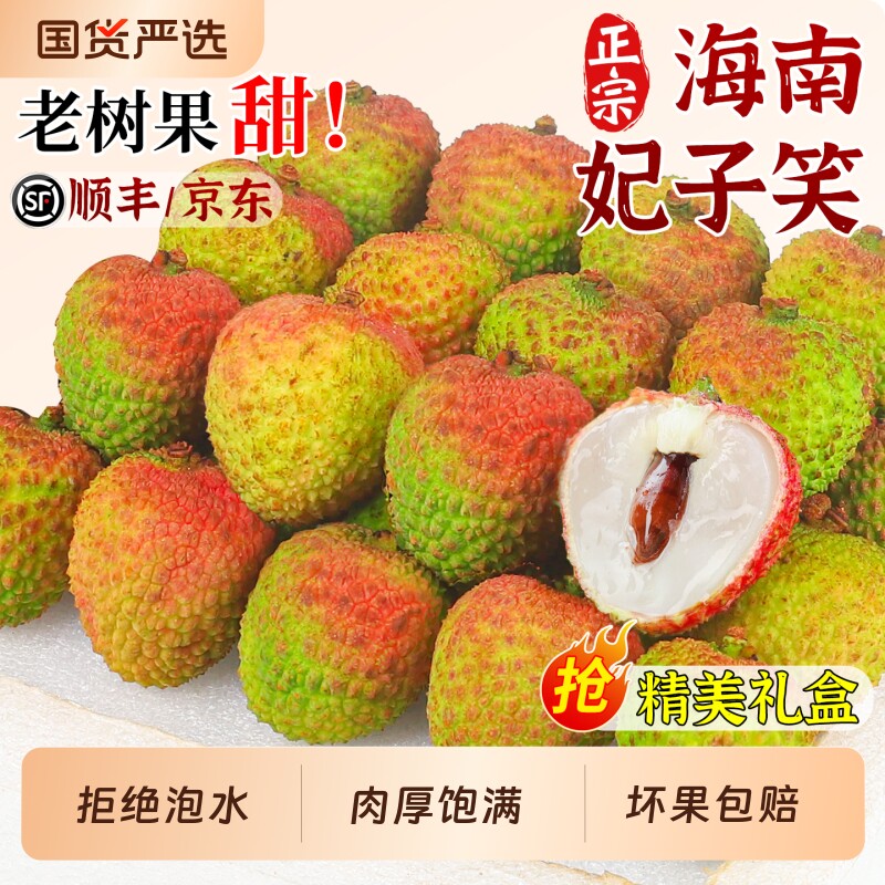 顺丰现货海南妃子笑荔枝5斤装礼盒新鲜水果当季现摘整箱大果鲜果