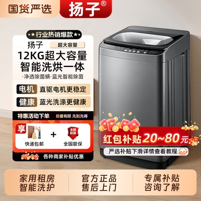 扬子10KG全自动洗衣机家用大容量波轮租房宿舍用洗烘一体
