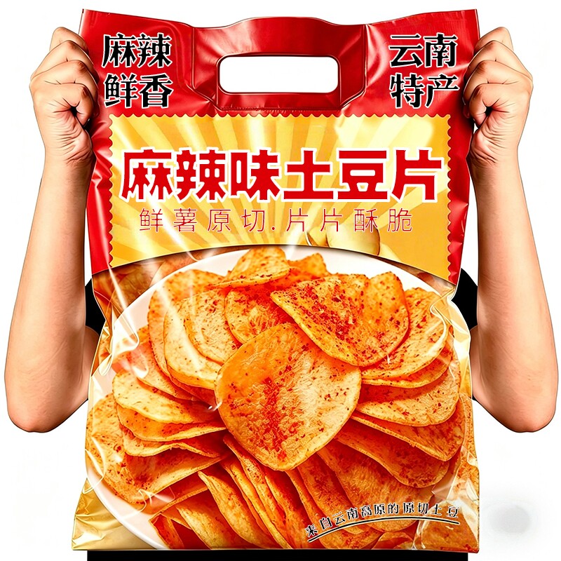 云南特产土豆片麻辣现切薯片办公室小零食休闲小吃食品大包装整箱