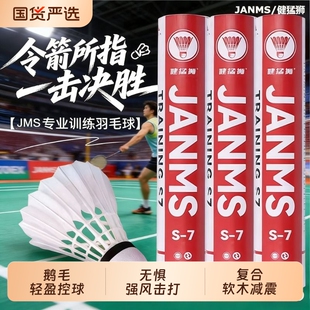 耐打王白色黑训练专业比赛防风耐打球正品 健猛狮羽毛球鹅毛12只装