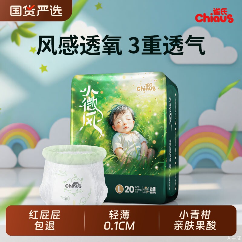 雀氏小微风婴儿纸尿裤超薄透气宝宝拉拉裤尿不湿试用装尿裤体验装