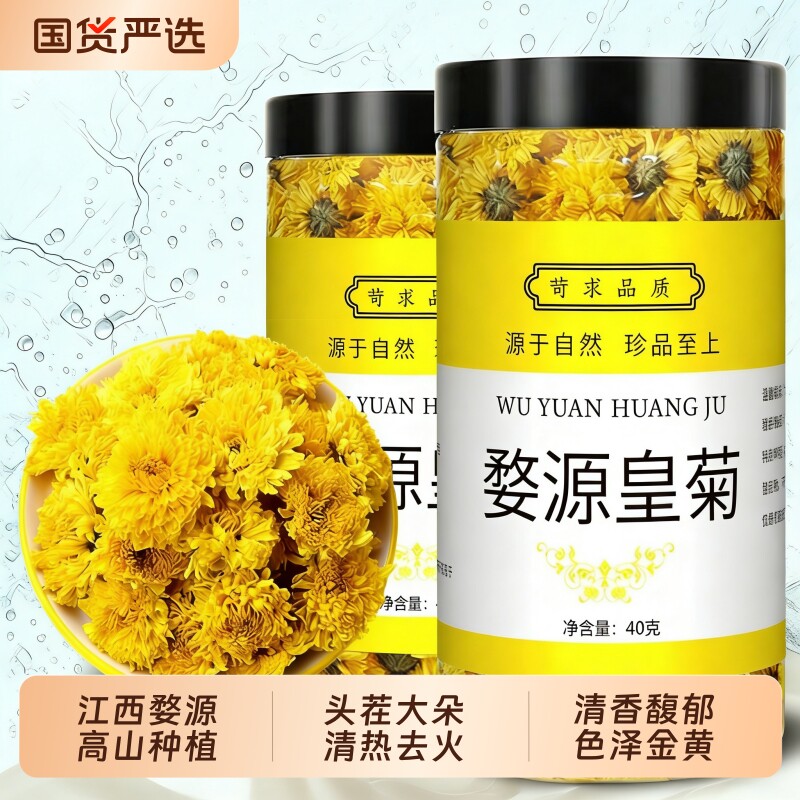 婺源菊花金丝皇菊一朵一杯胎菊皇菊去火茶叶徽州黄高山菊花茶清热
