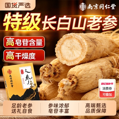 南京同仁堂高龄人参长白山非野山参正品干泡酒专用中药材生晒白参