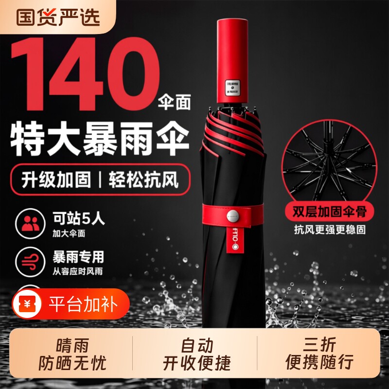 大伞雨伞加厚加固抗大暴风折叠抗风伞超大号女防晒自动暴雨两用