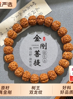 正宗树王双龙纹爆肉小金刚手串男款盘玩佛珠文玩核桃原籽手链念珠