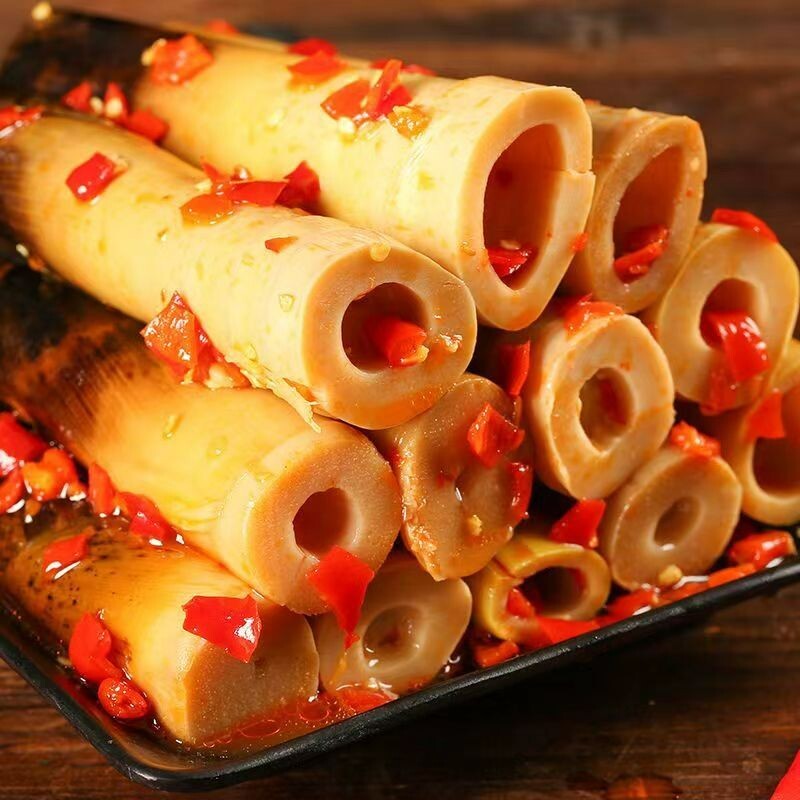 手剥笋开袋即食500g大包装竹笋尖泡椒酸笋不辣小零食袋装新鲜香辣图片
