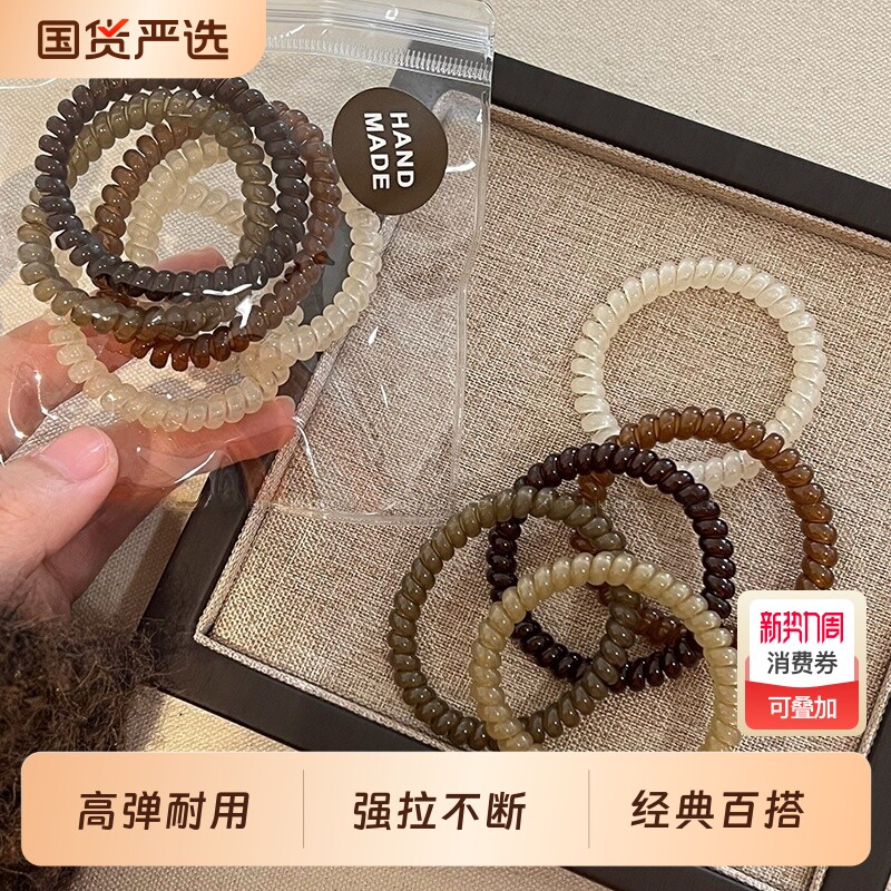 电话线发绳发圈女头绳2025新款高端皮筋扎头发高弹力耐用头圈头饰