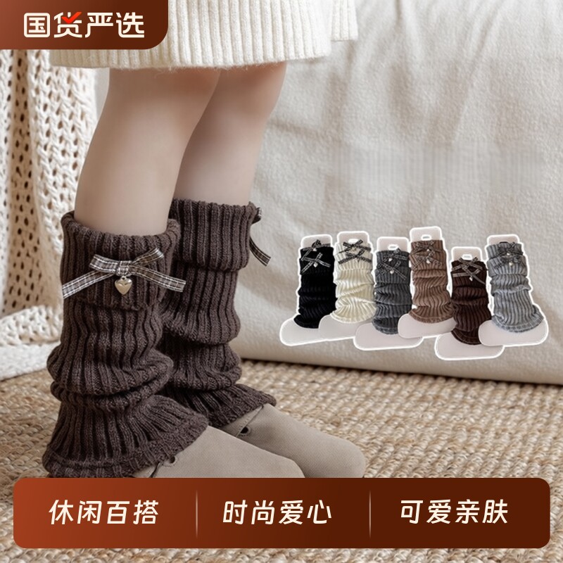 儿童袜套女童堆堆袜小腿袜秋冬季2025新款蝴蝶结腿套针织女孩冬天