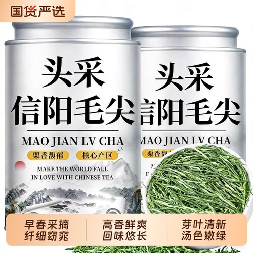 信阳毛尖绿茶2025新茶明前高山嫩芽浓香耐泡型雀舌碧螺春茶叶罐装