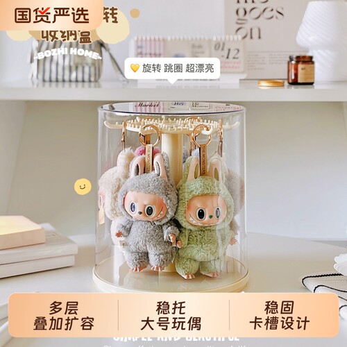 拉布布labubu展示盒盲盒收纳展示架挂件旋转透明毛绒公仔玩偶手办