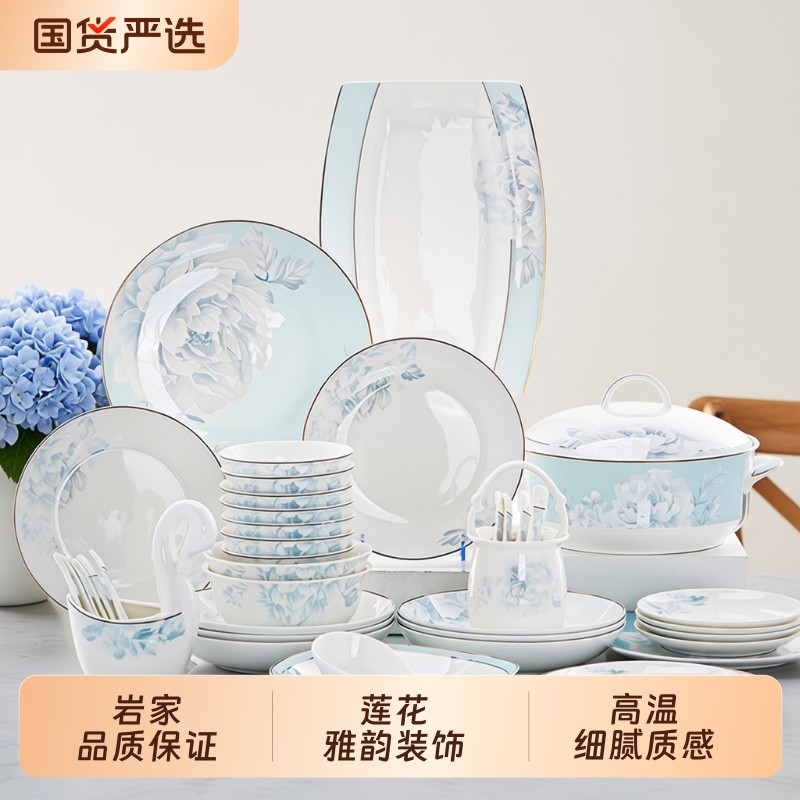 碗碟套装家用2025新款景德镇轻奢陶瓷碗盘乔迁高级感餐具套装送礼