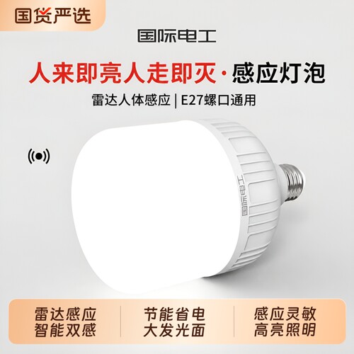 国际电工雷达智能人体感应灯入户门楼梯螺口led灯泡节能超亮走廊