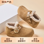 厚底勃肯鞋女2025冬季加绒雪地靴新款内增高毛毛鞋棉鞋子毛绒隐形