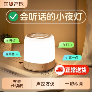 智能语音灯小夜灯声控感应卧室床头睡觉定时家用夜晚台灯2025新款