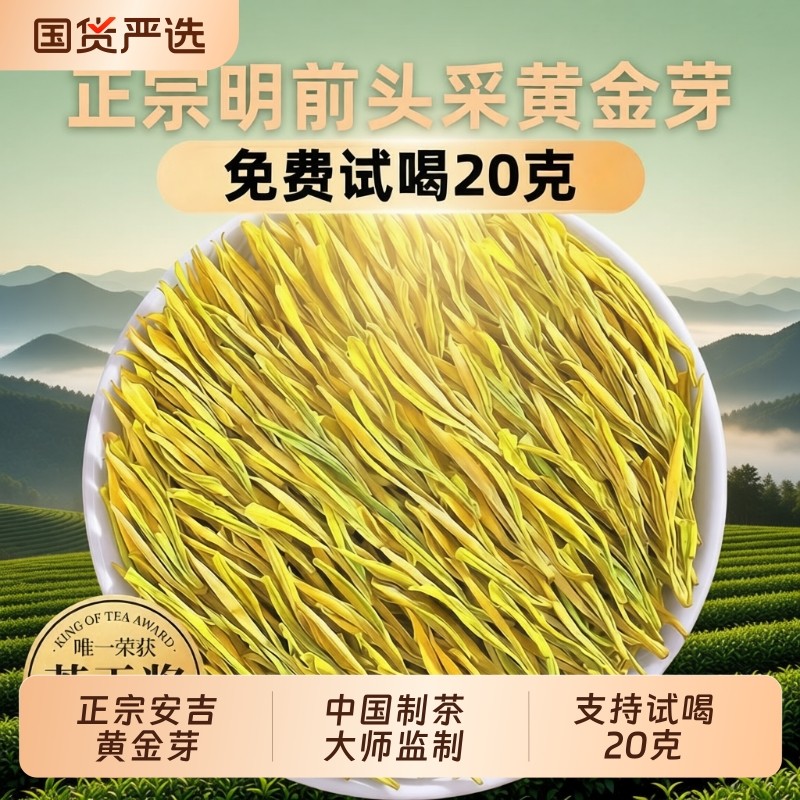 2025新茶黄金芽茶叶特级安吉奶白茶明前绿茶春茶散装礼盒装