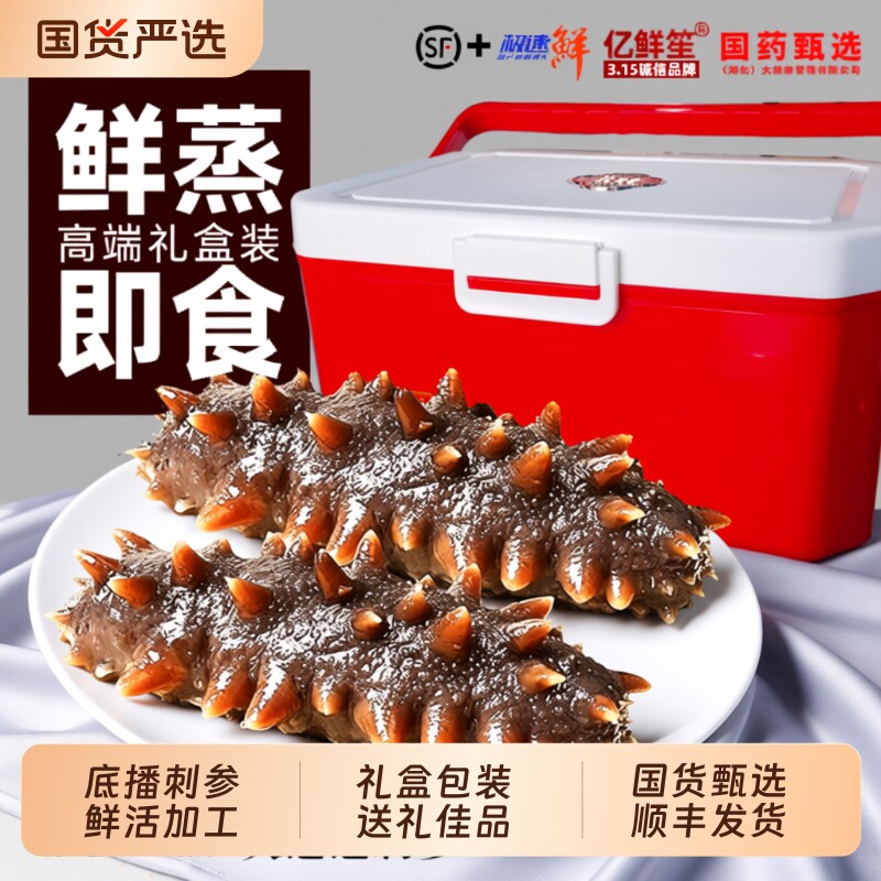 即食海参礼盒装辽刺参大连2斤装1000g鲜活冷冻水产年货新鲜食物