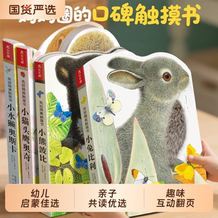当当网童书乐乐趣亮丽触摸书系列4册小兔比利小熊波比小小猫头鹰0-3岁宝宝触摸启蒙翻翻书幼儿早教认知起数动物瓢虫触感互动精美