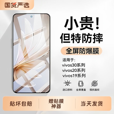 适用vivos20pro钢化膜vivos20手机膜s20高清s30promini防爆s20pro防指纹s13pro蓝光s30防窥s20全屏s20pro