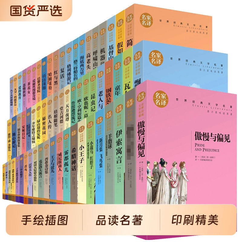 【名家名译】世界名著全套书籍 经典文学书籍10-12-15周岁课外书读物巴黎圣母院简爱小王子青少年版初中生小说畅销书排行榜