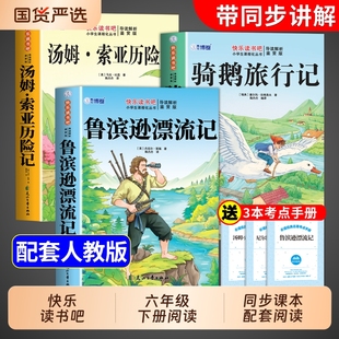 全套4册 鲁滨逊漂流记六年级下册必读正版的课外书原著完整版快乐读书吧六下书目汤姆索亚历险记尼尔斯骑鹅旅行记爱丽丝漫游奇境孙
