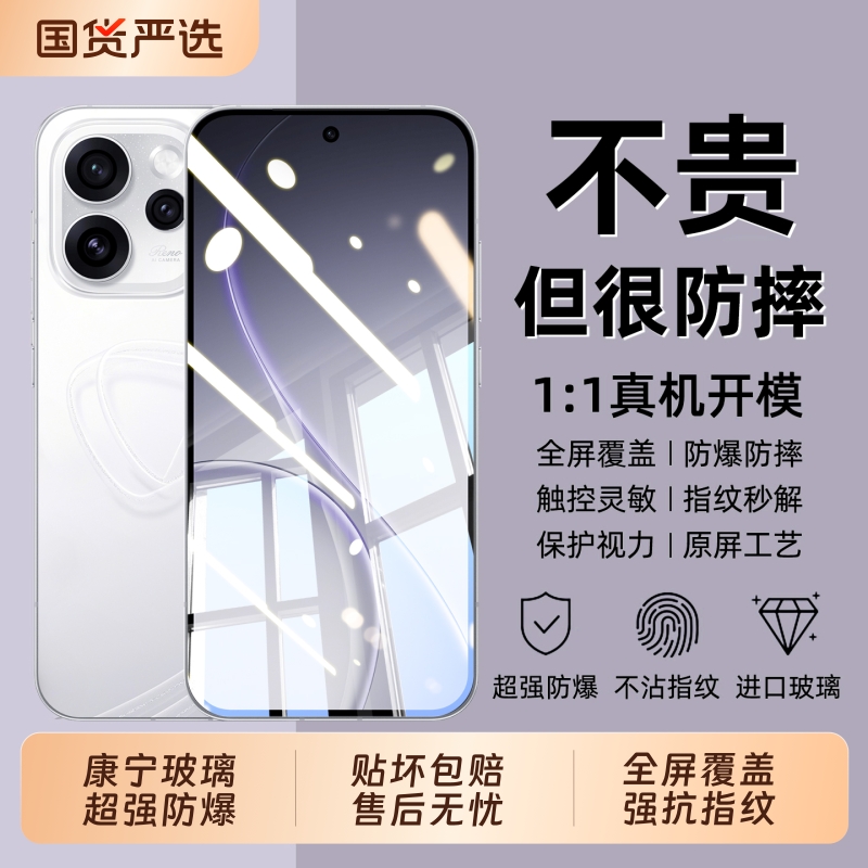 适用OPPOreno系列全屏防摔钢化膜