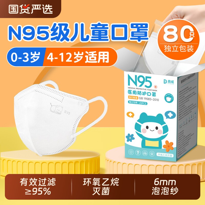 儿童n95级医用防护口罩上学专用3到6岁灭菌一次性8到12岁独立包装图片