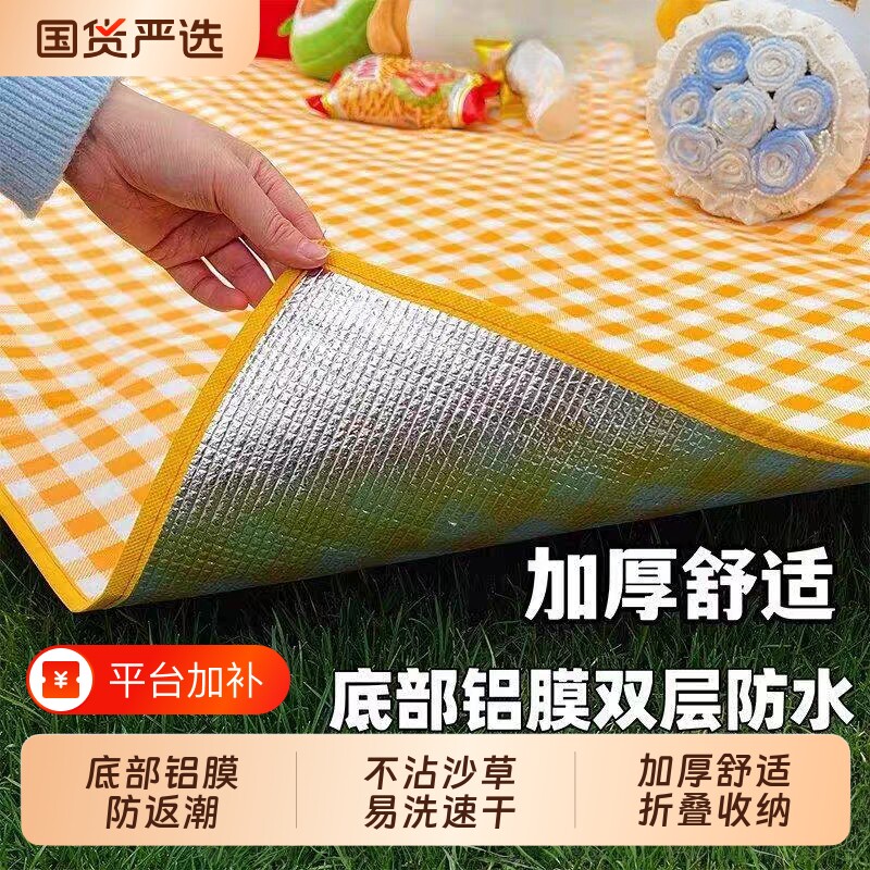 野餐垫防潮垫加厚户外地垫便携露营防水帐篷草坪坐垫铝膜折叠铝箔