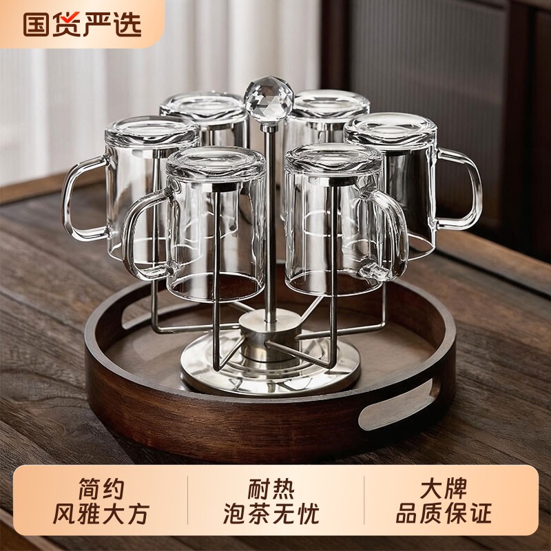 青苹果带把加厚钢化玻璃杯子防摔家用耐高温扎啤酒杯专泡茶杯喝水